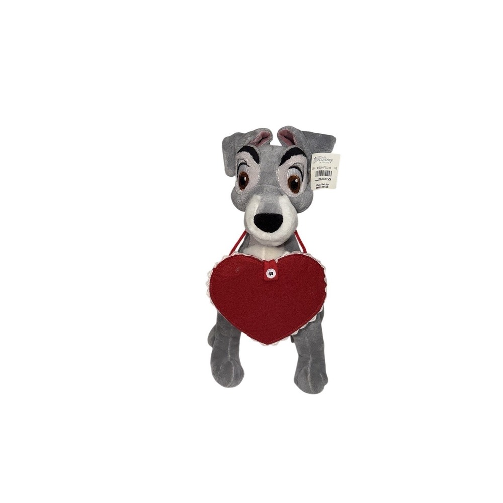 Disney Store Lady and the Tramp Plush Stuffed Animal 12" Dog WITH HEART HTF Rare